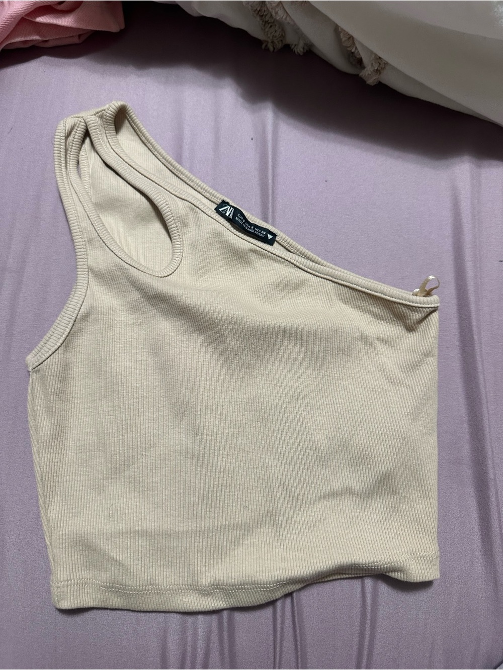 Zara One-Shoulder Ribbed Crop Top